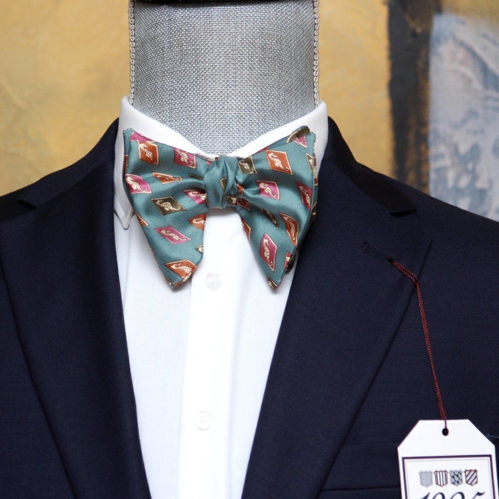 New Men's Self-tied Bow Tie 100%Silk Big‎ Butterfly Gift Box Nautica Motive S658 - Picture 6 of 12